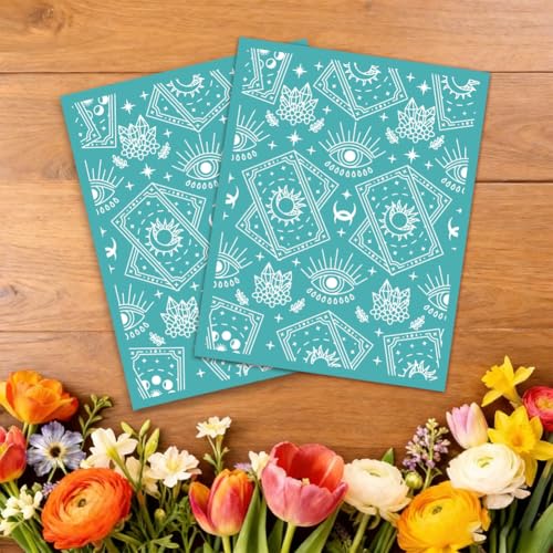 2 Sheets Tarot Theme Silk Screen Stencil, Mystical Eyes Self-Adhesive Silk Screen Printing Stencils Reusable Mesh Stencil for Painting on Wall, Wood, T-Shirt, Home Craft Decor - style: Mystical Eye