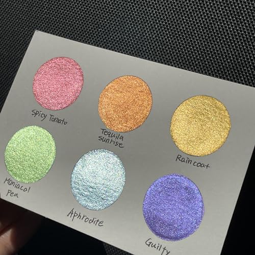 IUILE Handmade Watercolor Paints - Rainbow 2 Half Pan Set (6 colors) - color: Rainbow2