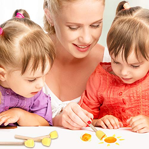 Outus 40 Pieces Round Sponge Foam Brush Set Paint Sponge Daubers with Wooden Handle Foam Stencil Brush Painting Tools for Painting Crafts - size: 0.6 Inch