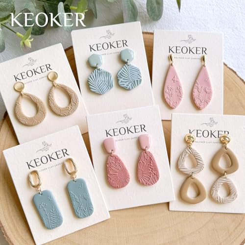 KEOKER Polymer Clay Texture Sheets Set, Works with Polymer Clay Cutter, Same Effect as Polymer Clay Texture Roller, Texture Sheets - color: Flowers B