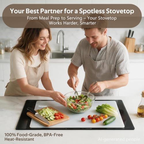 Silicone Cooktop Cover for Electric Stove - 2MM Extra ThickHeat Resistant Countertop Protector Mat - Ceramic Glass Cooktop Protector – Flat Range Top Shield, 23.6" x 15.7" Translucent (2-Pack)