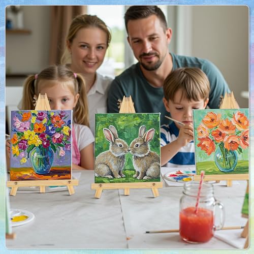 8 Pack 9 Inch Easel for Painting, Wooden Easel Stand for Sign Table Top Small Art Easel for Artists and Students