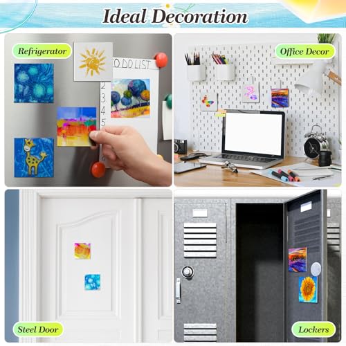 Engrowtic 75 Pcs Mini Magnetic Canvas Panel 3 x 3 Inch Square Small Canvas Boards with Magnet Back for Painting Fridge Art Paints Crafts DIY