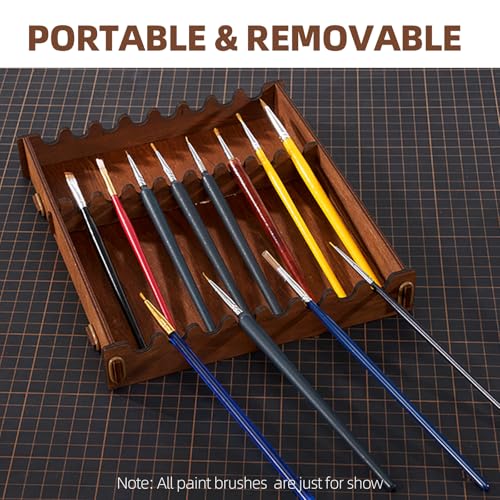 OPHIR Wooden Paint Holder Rack, 50 Holes Dia.1.42 Inches, Painting Brush Holder with 24 Slots, 1 Drawer, 25 Brush Holes, Miniature Paint Storage, Walnut-Toned Finish - color: (Dia.1.42")50 Paint Holes+1x Paint Brush Holder+1x Drawer+25x Paint brush Hole