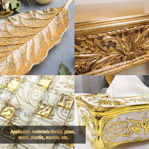 Yeardera Gold Leaf Kit, 100ml Gilding Adhesive and Varnish with 100 Gold Leaf Sheets for Arts, Crafts, Painting, Furniture, and Decoration