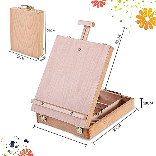 Wooden Table Box Easel and Portable Wooden Artist Easels Storage Case for Drawing Sketching Student Adults Kids Pain