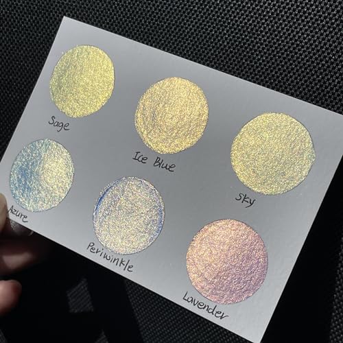 IUILE Handmade Watercolor Paints - Blue Gold Half Pan Set (6 colors) - color: Blue Gold