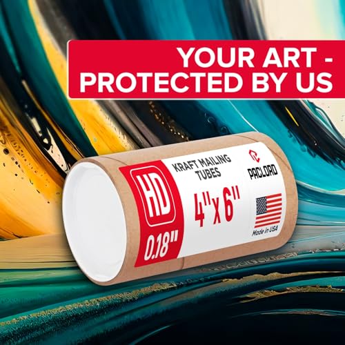 4" x 6" Heavy Duty Reinforced Kraft Paper Mailing Tube, Pack of 6 Tubes with 12 Caps – Secure USPS Approved Poster Tube – Made in USA Cardboard Tube for Shipping and Storing Posters, Prints, Artwork - size: 4" x 6", style: 2X Heavy-Duty