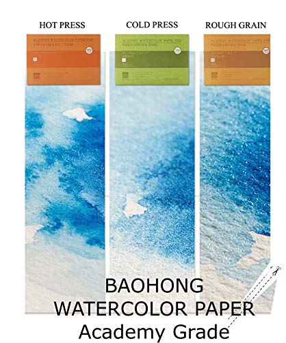 BAOHONG Academy Grade Watercolor Block, 100% Cotton, Acid-Free, 140LB/300GSM, Cold Press Textured, 20 Sheets per Block (Cold Press 14.9"x5.1") - size: Cold Press 14.9" x 5.1"