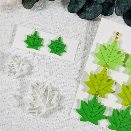 Xaekicr Polymer Clay Cutters Maple Leaf Set – 2PCS Fall Leaf Clay Earring Cutters for Polymer Clay Jewelry, Autumn Theme Clay Tools and Cutters for Earrings, Crafts and Seasonal DIY - color: J color