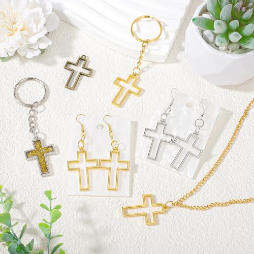 Gartful Open Bezels for Resin Jewelry Making, Hollow Frame Pendants with Jump Rings, Craft Bezels for Necklace, Earrings - style: Cross - 30PCS