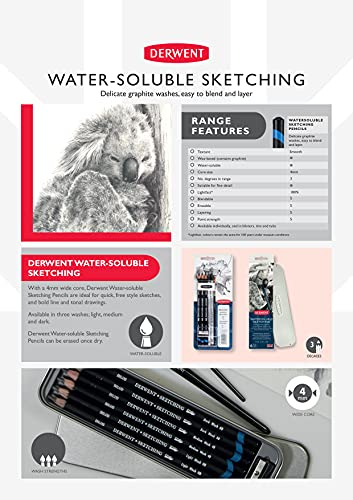 Derwent Sketching Pencils, 4mm Core, Pack, 4 Count (39003) - size: 4 Count (Pack of 1)
