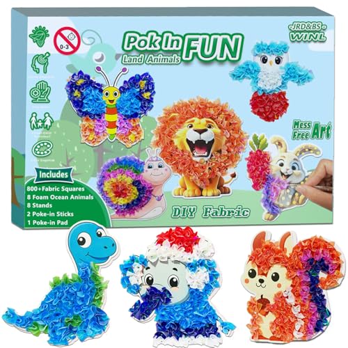 JRD&BS WINL Poke A Dot Art Kit - Magical Animals Theme No-Mess DIY Craft for Kids Mess-Free Fun for Kids, DIY Wood Craft Kits, Creative Activity, Christmas Gifts for Girls & Boys Ages 4 - style: Animal