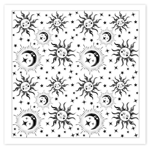 CHGCRAFT Sun Moon Stars Polymer Clay Texture Sheets Silicone Texture Stamp Clay Texture Mat Modeling Pattern Pad Texture Sheets for Jewelry and Clay Earrings Tools, 5.5x5.5 inch - style: Sun Moon