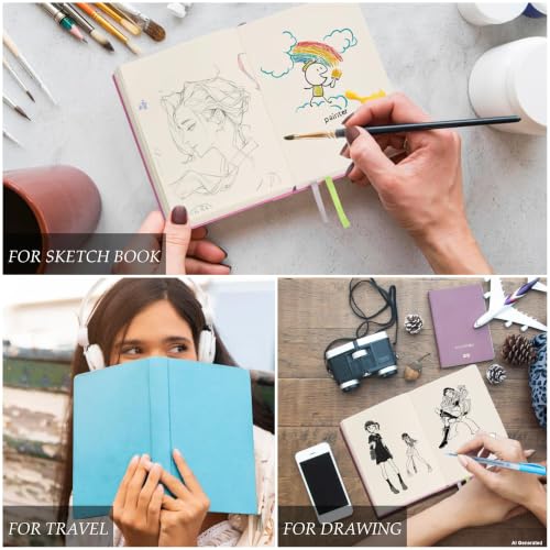 Blank Journal Notebook 720 Pages A6 Unlined Plain Sketchbook No Lines Soft Leather Pocket Blank Notebook for Women Drawing Book Memo Writing Sketch Diary Notebook 3.9 × 5.5(Pink Blank Notebook) - color: Pink Blank Notebook