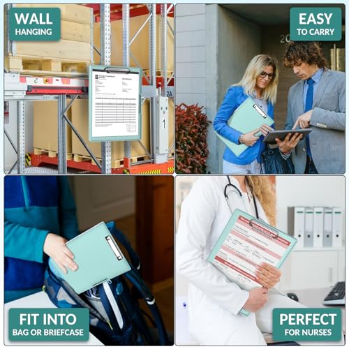 Sooez Clipboard with Storage, Heavy Duty Cleaview Clip Boards 8.5x11 with Dual Storage, Dry Erase Plastic Nursing Clipboard, High Capacity Clipboards Folder for Teacher Nurse, School & Office Supplies - color: Green