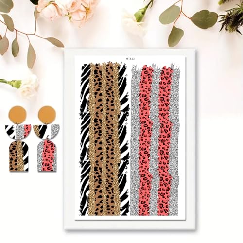 10 Sheets Clay Transfer Paper for Earrings & Polymer Clay, Zebra and Leopard Print Pattern Water Transfer Paper for Polymer Clay Jewelry Necklaces Pendants DIY Craft Supplies 5.82x3.93inch - color: Zebra and Leopard Print