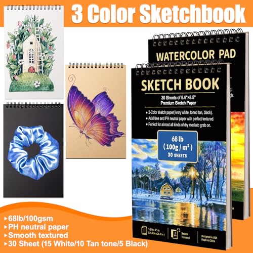 Drawdart Art Supplies Drawing Pencils Set - 76 Pack Pro Sketching Kit with Sketchbook & Watercolor Pad, Includes Graphite, Charcoal, Watercolor & Metallic Pencils for Kids, Teens, Adults