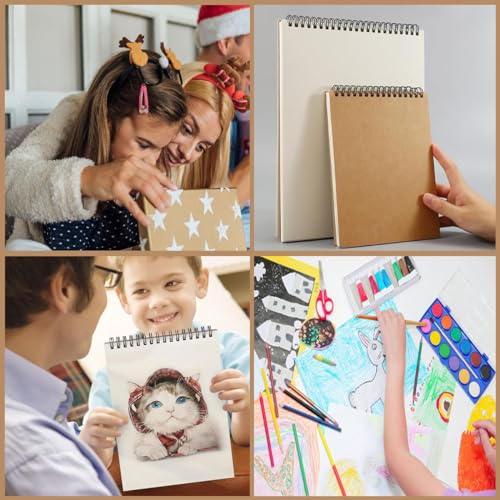 2 Pack Sketch Book, A4 A5 Spiral Bound Sketch Pad 160GSM Sketchbook, Acid Free Art Sketchbook Artistic Drawing Painting Writing Paper for Kids Adults Beginners Artists(2PC-A4A5) - color: 2PC-A4A5