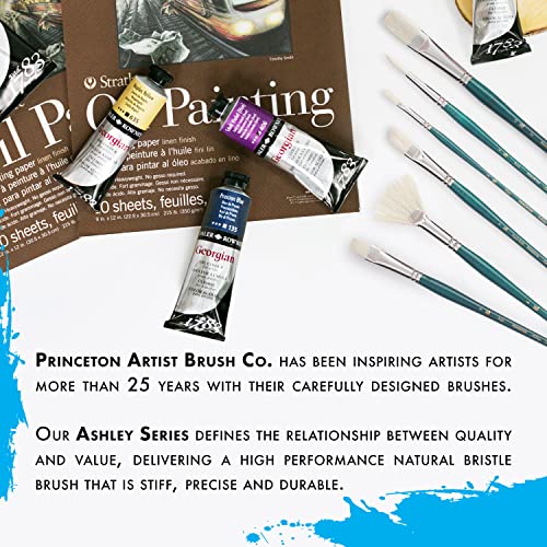 Princeton Ashley Bright Brush, Natural, Long Handle, Size 2, 1 Count - color: Blue Green, size: Size 2