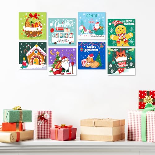 conda Pre Printed Canvas for Painting 12 Pcs 6 x 6 Inch, Pre Drawn Canvas Boards with Christmas Pictures to Paint, Theme Canvas Panels Set for Beginners Students, DIY Paint Art Supplies - color: Christmas Canvas
