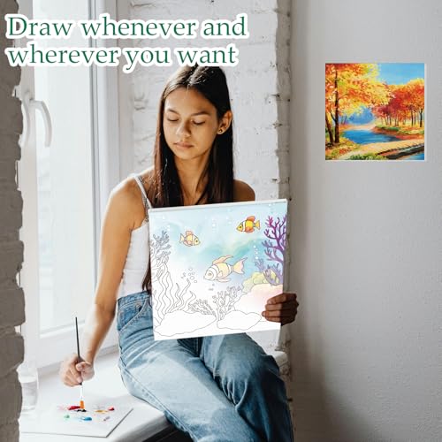 Ctosree 12 Sets Pre Drawn Canvas Kit for Painting Adults Sip and Paint Kit Art Pre Printed Canvas Bulk for Adult Date Night, Art Party & Holiday Gift(Mixed Style,8 x 8 in) - size: 8 x 8 in, style: Mixed Style