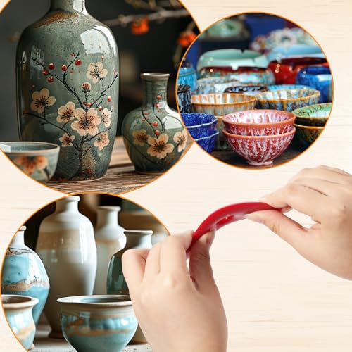 2 PCS Silicone Pottery Ribs, Soft Silicone Mud Sculpting Tools, Red and Green Silicone Clay Pottery Rib for Shapes Sculpting, Mud, Trimming, Throwing