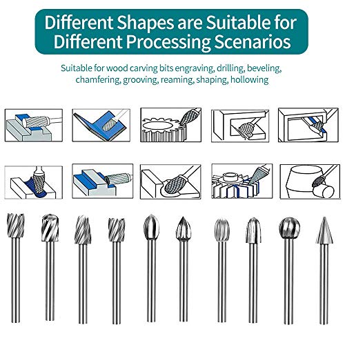 Carving Bits Wood Engraving Router Bit with 1/8"(3mm) Shank, 20Pcs HSS Different Burr Set to Meet Your Different Needs, Durable Rotary Tools Accessories for DIY Woodworking, Carving