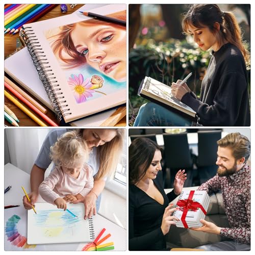 4 Pack Mixed Media Sketchbook, 9x12 inches Drawing Paper Sketch Book, 98lb/160gsm Heavyweight Spiral Bound Sketch Pads, Suitable for Wet and Dry Media, Drawing, Painting, Sketching(200 Sheets) - color: fruit, size: 9 x 12 inch (4 pack)