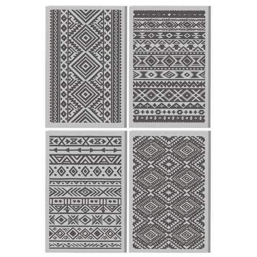 4 Pcs Tribal Patterns Clay Texture Mat Ethnic Pattern Polymer Clay Texture Sheets DIY Tools for Pottery Earring Jewelry Making Stamp Engraving Machines, 4x2.6inch - style: Tribal Patterns
