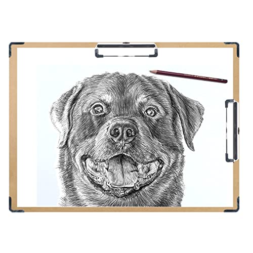 Acocony Drawing Board 18 x 24 Double Clip with Hardware Corner Guard Drawing Boards for Artists Hardboard Art Clipboard Low Profile Clip MDF Pack of 1 - size: With Coner Guard