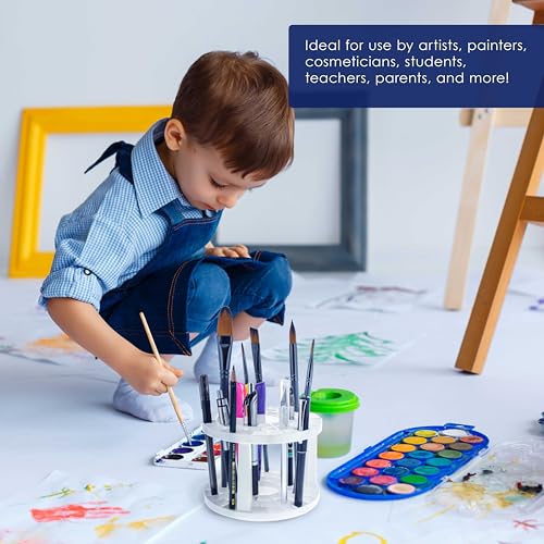 U.S. Art Supply Plastic Artist Round 50 Hole Paint Brush Holder and Organizer - Rack Holds Paintbrushes, Makeup Cosmetic Brushes, Pencils, Pens, Markers, Art Tools, Desk Stand - Students, Teachers - size: 50 Hole