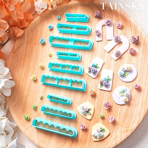 TAINSKY 3D Rolling Floral Polymer Clay Cutter, 9 Pcs DIY Flower Creator for Polymer Clay Jewelry