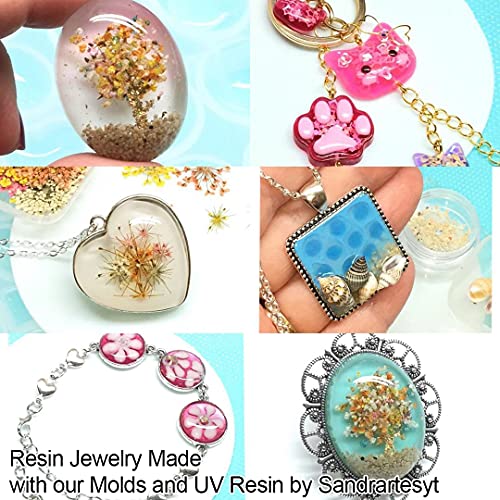 FUNSHOWCASE Trinket Box Resin Silicone Mold Set Jewelry Making 74 Kits Glitter Confetti Mermaid Pearl Iridescent Flims Pipettes Droppers Wood Sticks