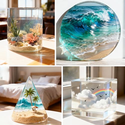 unuaST Epoxy Resin Deep Pour Epoxy Resin, 2-4 Inch 2:1 Deep Pour Resin Epoxy Clear Kit Bubble Free Crystal Clear for River Table, Art Crafts, Flowers, Wood, DIY (2.4 Gallon) - size: 2.4Gallon