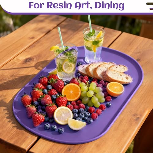 24"x16" Oval Silicone Mats for Crafts - Non-Slip Painting Mat with Raised Edges, Reusable Table Protector for Resin, Clay, Paint ,Playdough ,Jewelry-Making & Crafts Creation (Purple) - color: Purple