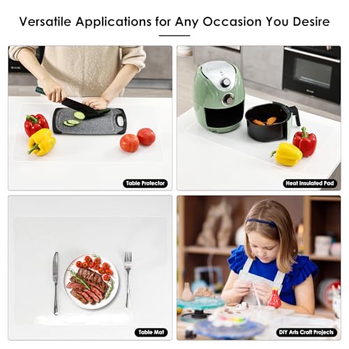 Clear Silicone Countertop Protector 47.2" L x 23.6" W | Wrinkle-Free Large Silicone Mat for Kitchen Counter | Nonskid Heat Resistant Desk Saver Pad | Multipurpose Mat, Placemat
