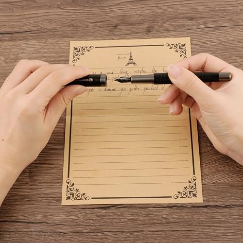 Fancy Fountain Pen Set – Fine & Medium Nibs, Includes 18 Ink Cartridges, Ink Converter, Syringe Filler, Luxury Gift for Writing, Journaling & Calligraphy,Black - color: Black