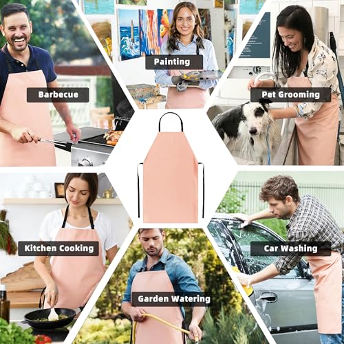Heavy Duty Waterproof Apron - for Unisex Adult, Ultra Lightweight, Chemical Resistant Industrial Work Apron - color: Pink-1pack