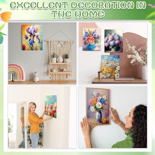 Zhanmai 72 Pcs 12 Sets Sip and Paint Kit Pre Drawn Canvas for Painting 8" x 10" Paint Party Canvas Painting Pre Printed Canvases for Party Favor DIY Virtual Adult's Date Night(Plant) - style: Flower