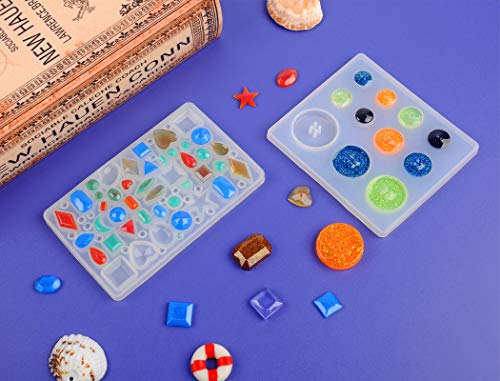 Suhome 73 Pack Resin Earring Mold Jewelry Silicone Resin Molds Making Kits Including Earring, Pendant, Bracelet, Necklace, Button Silicone Casting Molds for Beginners - color: Earring