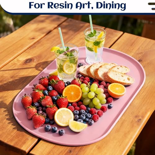 24"x16" Oval Silicone Mats for Crafts - Non-Slip Painting Mat with Raised Edges, Reusable Table Protector for Resin, Clay, Paint ,Playdough ,Jewelry-Making & Crafts Creation (Pink) - color: Pink
