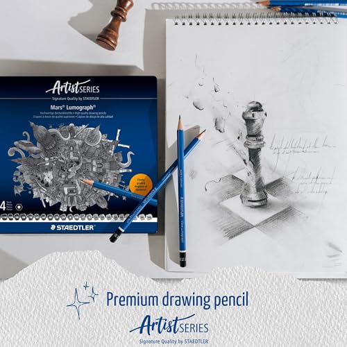 STAEDTLER Mars Lumograph Art Drawing Pencils (12-Pack) – Sustainable, Break-Resistant Graphite, Metal Case - style: Tin of 12