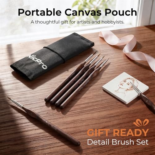 Nicpro 11 PCS Kolinsky Sable Miniature Paint Brushes, Professional Fine Detail Paint Brushes with Cloth Roll, Round Point Artist Brush Set for Miniatures, Acrylic & Figures, Model, Watercolor Details - size: 11 PCS