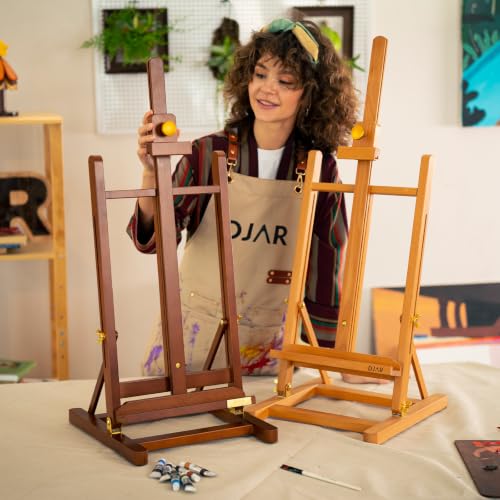DJAR H- Frame Tabletop Painting Easel, Adjustable Solid Beech Wood Desktop Art Easel, Hold Canvas Up to 27.5", Assembly-Free Art Stand for Artist, Student, Natural - style: Natural