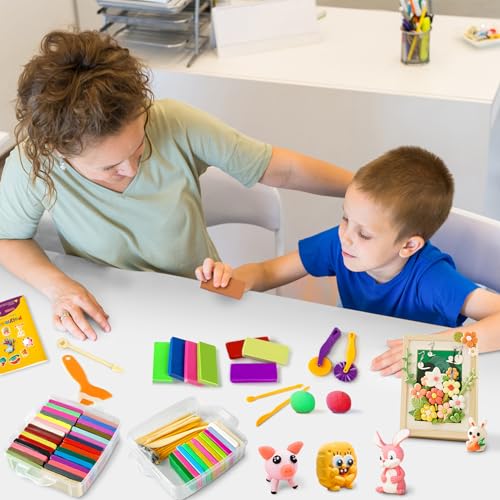 Aestd-ST Polymer Clay 50+50 Colors, DIY Modeling Clay for Kids, Oven Baked Model Clay, Non-Toxic, Non-Sticky,with Sculpting Tools, Halloween Christmas Gift for Children and Artists. (50+50 Colors)