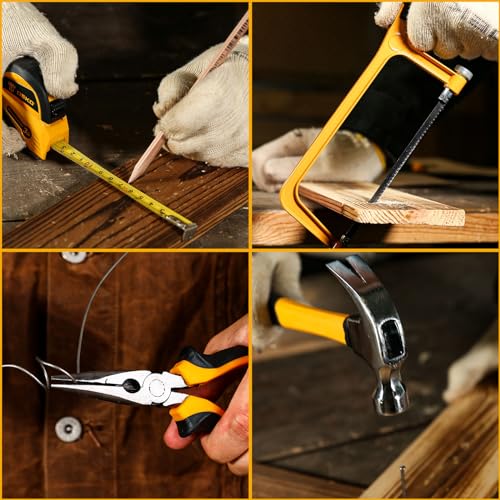 Tool Kit Box Drill Set:DEKOPRO Home Mechanic Toolbox with 12V Power Cordless Drill Hand Repair Tools Sets Combo Kits Storage Organizer Drawer Case for Men