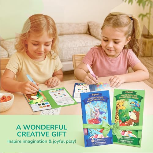 JoyCat 2 Pack Pocket Paint with Water Coloring Books for Kids, Art & Craft Activity Toy Set, Creative Travel & Home Painting Kit, Gifts for Girls & Boys Ages 3-8 (Ocean Princess & Animals) - style: 2 Pack - Ocean Princess & Animals