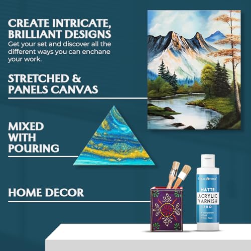 GRANOTONE Matte Finish Varnish for Acrylic Painting 3.38 fl oz Non Yellowing Non Toxic Anti Crazing 100 ML for Pro Artists Hobby Painters - style: Matte