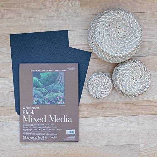 Strathmore 400 Series Mixed Media Pad, 18 x 24 Inches, 184 lb, Black, 15 Sheets - color: Black, size: 18 x 24 inches